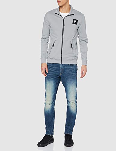 G-STAR RAW Zip Through Track Tweeter Camiseta de Manga Larga con Cremallera, Gris (Steel Grey), XS para Hombre