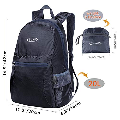 G4Free 20L Mochila Plegable Ultraligera Resistente al Agua y al Desgarro Plegable para Caminar al Aire Libre Acampar Viajar Viajar en Bicicleta Vacaciones o Mochilas de Usos Múltiples