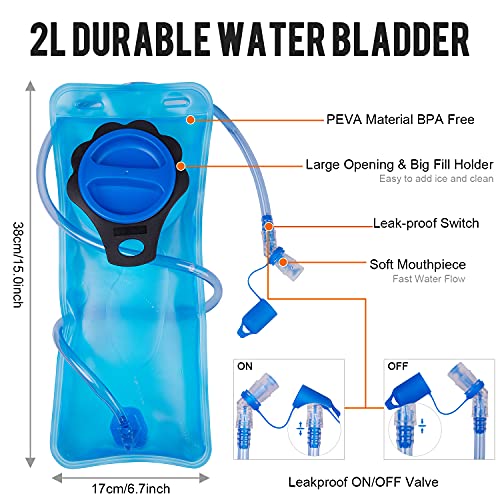 G4Free Mochila de hidratación Duradera Impermeable para Correr con Vejiga de Agua de 2L de Grado Alimenticio de PEVA para Senderismo Ciclismo Caminar