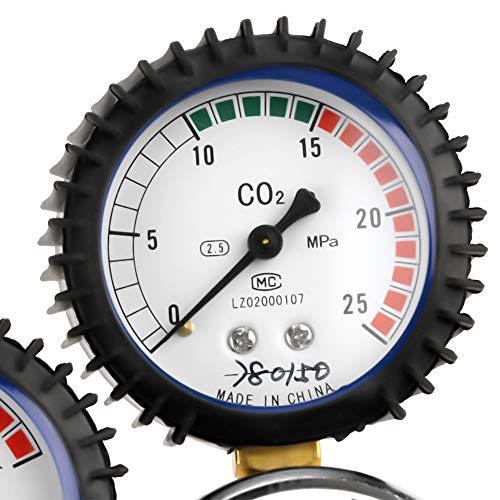 G5/8 Regulador de presión del CO2, reductor de presión de la soldadura del dióxido de carbono del regulador de la botella de gas del CO2, Relojes de manometro de máquina de soldadura