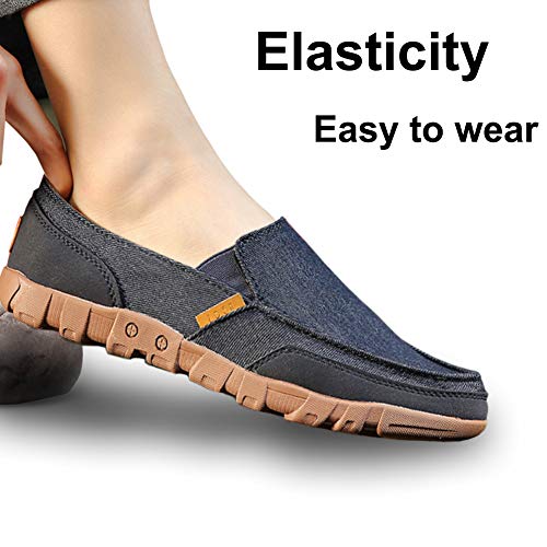 Gaatpot Hombre Zapatos de Lona Mocasines Verano Sneaker Zapatos de Cubierta Casual Canvas Ponerse Zapatillas de Deporte Azul 46EU