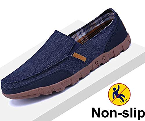 Gaatpot Hombre Zapatos de Lona Mocasines Verano Sneaker Zapatos de Cubierta Casual Canvas Ponerse Zapatillas de Deporte Azul 46EU