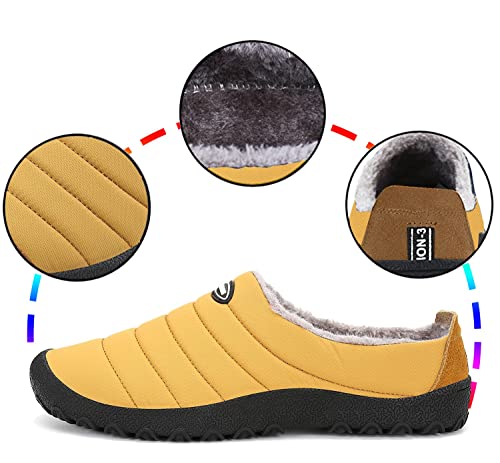 Gaatpot Unisex Adulto Invierno Zapatillas de Casa Antideslizantes Cálido Fluff Pantuflas Zapatos de Casa Interior Suave Algodón Zapatilla Amarillo 41EU