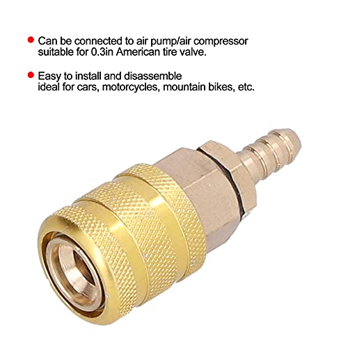 Gaeirt Adaptador para inflar Llantas, Conector de válvula de llanta de tamaño Compacto a Prueba de Herrumbre con válvula de llanta Americana para medir la presión de inflado