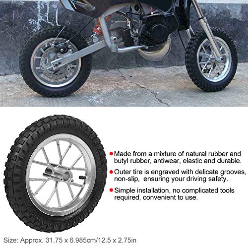 Gaeirt Llanta de Rueda de Motocicleta, neumático de Motocicleta de Caucho Natural Resistente a la oxidación de 12,5 x 2,75 Pulgadas para Mantenimiento de Mini bicis de Cross