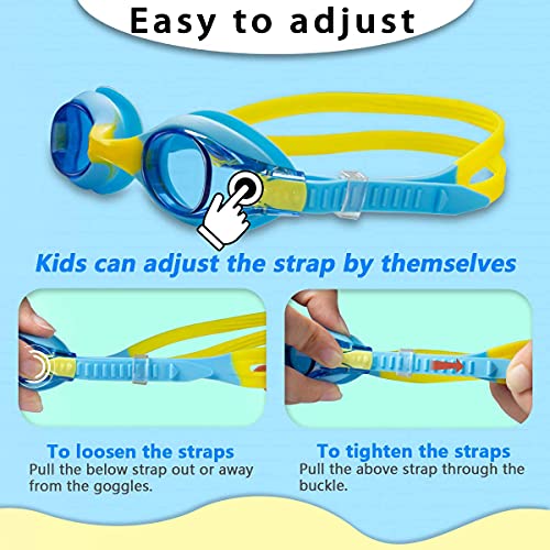 Gafas de Buceo Para Niños, Gafas Piscina Niños, Disponible Para Niños Y Niñas de 3 a 12 años. Antivaho y anti-ultravioleta, Con 2x Tapones Para Los Oídos, 1x Pinzas Para La Nariz