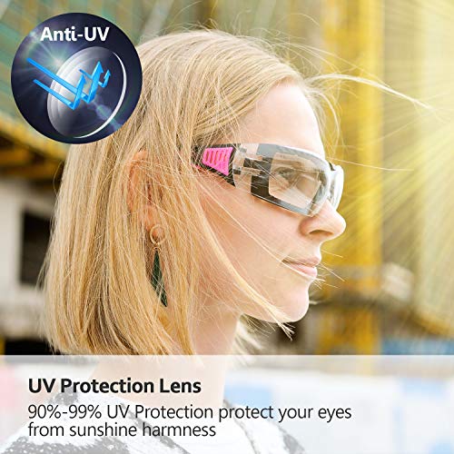 Gafas de Seguridad Para Mujer,con Cinta Ajustable,Gafas Protectoras Rellena de Espuma,Anti-polvo, Estilo Deportivo SG010FM