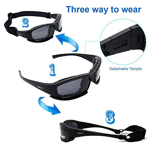 Gafas de sol polarizadas deportivas Maso X7, gafas de sol militares tácticas con 4 lentes intercambiables, gafas protectoras para hombres y mujeres en ciclismo, esquí, pesca