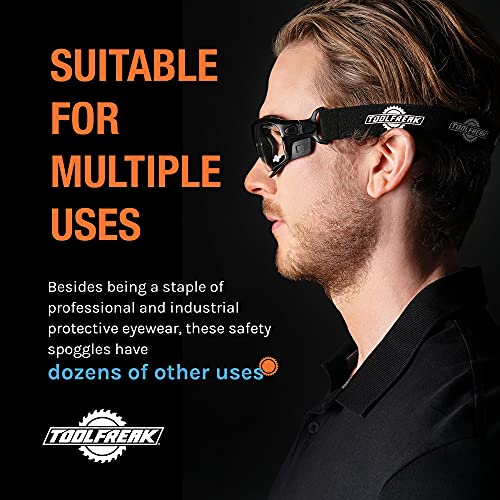 Gafas protectoras de diseño “spoggles” de primera calidad ToolFreak | La combinación perfecta de gafas de seguridad y gafas de diseño (Spoggle - transparente)