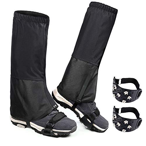 Gafild Polainas de Senderismo, Polainas de Nieve Impermeable Ligeras Transpirable al Aire Libre Polainas Unisex Nieve Legging Polainas con Snow Grips para Montaña, Esquí, Escalada, Caza, Camping