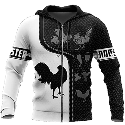 Gallo Pollo Animal Camuflaje Colorido Harajuku Moda Ropa Deportiva 3Dprint Streetwear, Con cremallera., L