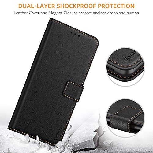 Ganbary Funda Compatible con Samsung A12 /M12, Funda Tapa Libro Movil Carcasa PU Cuero para Samsung Galaxy M12 /A12 [Protección Completa] [Ranura para Tarjeta] [Función de Soporte], Negro