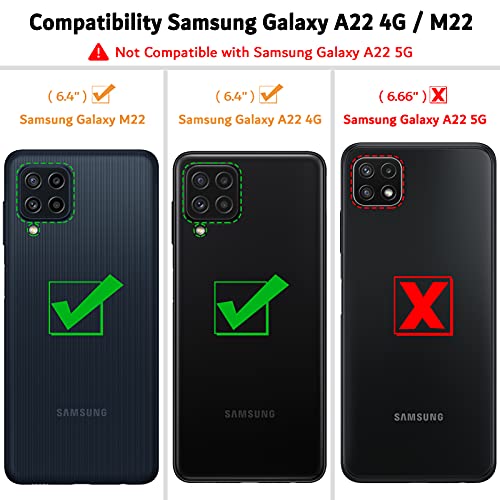 Ganbary Funda Compatible con Samsung Galaxy A22 4G/ M22, Funda Movil Carcasa PU Cuero con Ranura para Tarjeta Cierre Magnético, Función de Soporte para Galaxy A22 4G/ Galaxy M22, Negro