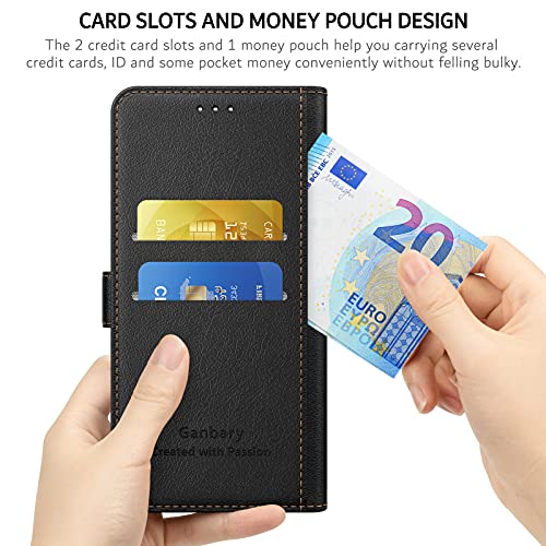 Ganbary Funda Compatible con Samsung Galaxy A22 4G/ M22, Funda Movil Carcasa PU Cuero con Ranura para Tarjeta Cierre Magnético, Función de Soporte para Galaxy A22 4G/ Galaxy M22, Negro