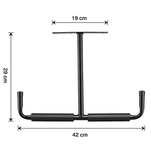 Ganchos de Garaje, Ganchos de Dobles Puntas Techo de Gran Capacidad de Pared con EVA Revestimiento Antideslizante, Colgar Soporte Bici para Organizar Herramientas, Escaleras, 2 Piezas/Negro