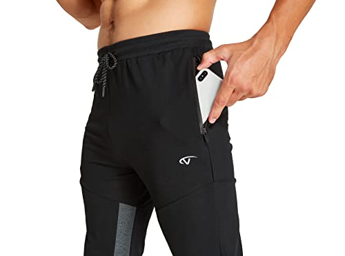 Gaocai Pantalones de chándal Ligeros para Hombre Pantalones de Gimnasia Pantalones de chándal Pantalones para Correr con Cintura elástica Negro L