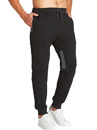 Gaocai Pantalones de chándal Ligeros para Hombre Pantalones de Gimnasia Pantalones de chándal Pantalones para Correr con Cintura elástica Negro L