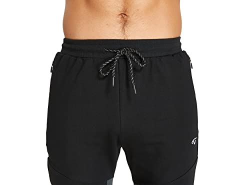 Gaocai Pantalones de chándal Ligeros para Hombre Pantalones de Gimnasia Pantalones de chándal Pantalones para Correr con Cintura elástica Negro L