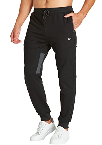 Gaocai Pantalones de chándal Ligeros para Hombre Pantalones de Gimnasia Pantalones de chándal Pantalones para Correr con Cintura elástica Negro L