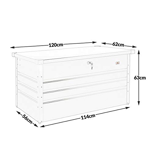 Gardebruk Baúl 360L de chapas de Acero galvanizado con Cierre y Tapa contra la Intemperie arcón de jardín Cofre Exterior