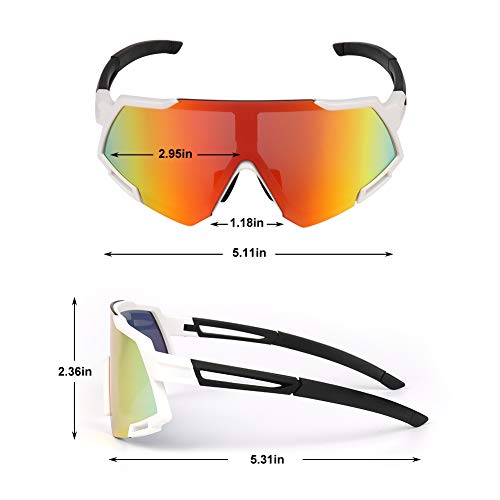 GARDOM Gafas de Ciclismo Hombres Mujeres, Gafas de Sol Deportivas con 5 Lentes Intercambiable para Correr Pescar Escalar Esquiar Vacaciones