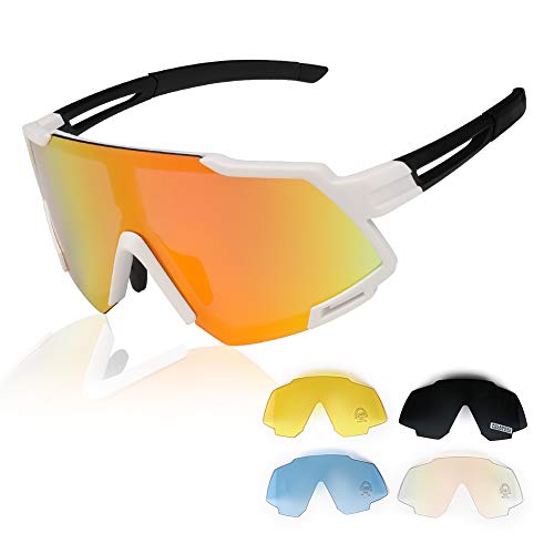 GARDOM Gafas de Ciclismo Hombres Mujeres, Gafas de Sol Deportivas con 5 Lentes Intercambiable para Correr Pescar Escalar Esquiar Vacaciones