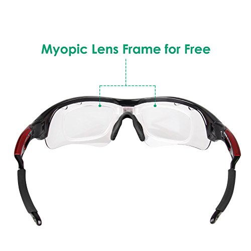 GARDOM Gafas de Sol Deportivas Gafas de Ciclismo con Anti-UV con Correas para Conducción Pesca Golf Corriendo (Lente Transparente)
