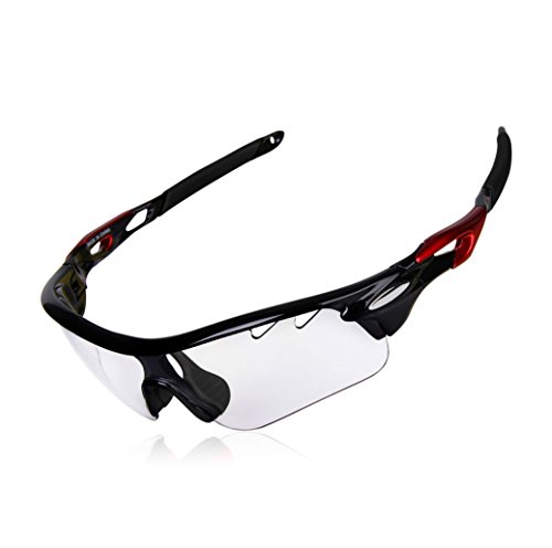 GARDOM Gafas de Sol Deportivas Gafas de Ciclismo con Anti-UV con Correas para Conducción Pesca Golf Corriendo (Lente Transparente)