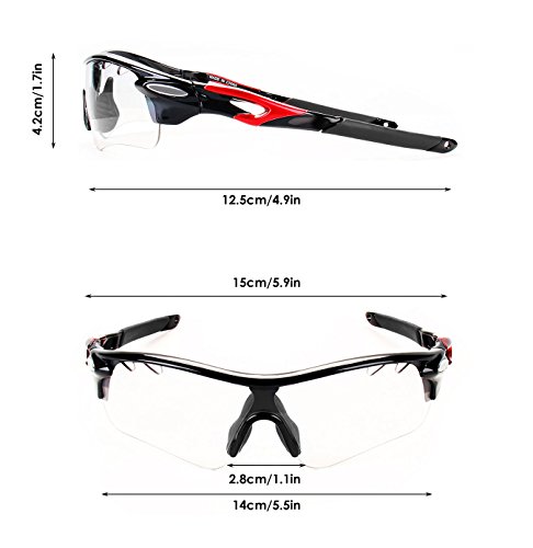 GARDOM Gafas de Sol Deportivas Gafas de Ciclismo con Anti-UV con Correas para Conducción Pesca Golf Corriendo (Lente Transparente)