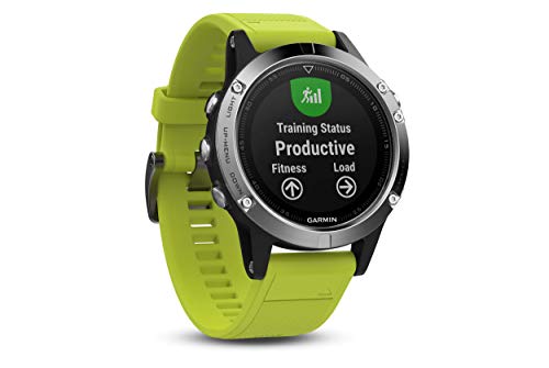 Garmin Fenix 5 - Reloj multideporte, con GPS y medidor de frecuencia cardiaca, lente de cristal y bisel de acero inoxidable, 47 mm, Silver pack 2 correas (Negra y Amarilla fluor)