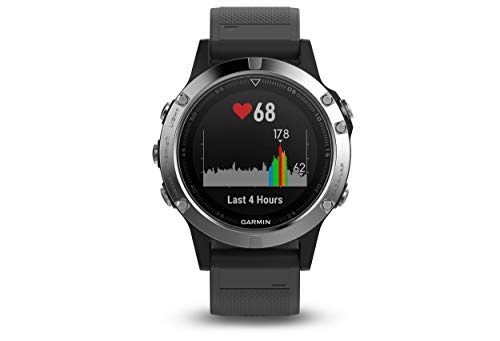 Garmin Fenix 5 Silver - Reloj Multisport GPS con Navegación y frecuencia Cardíaca, Color Plata con correa negra