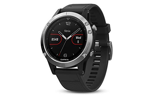 Garmin Fenix 5 Silver - Reloj Multisport GPS con Navegación y frecuencia Cardíaca, Color Plata con correa negra