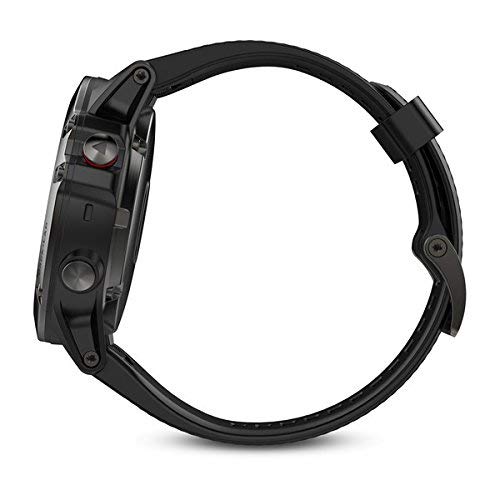 Garmin Fenix 5X- Reloj GPS con pulsómetro, zafiro gris con correa negra, talla 51 mm (Reacondicionado)