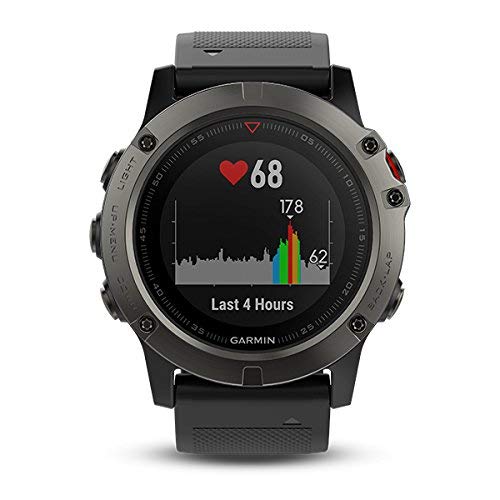 Garmin Fenix 5X- Reloj GPS con pulsómetro, zafiro gris con correa negra, talla 51 mm (Reacondicionado)