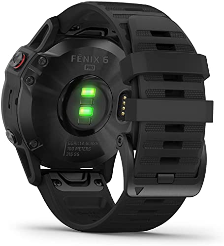 Garmin fēnix ​​6 PRO - Reloj GPS multideporte con mapas, música, frecuencia cardíaca y sensores, Negro con correa negra