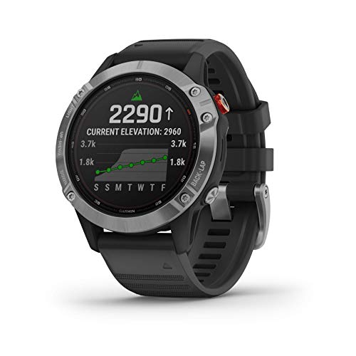 Garmin fēnix 6 Solar - Reloj multideporte avanzado con GPS y carga solar, Plateado con correa negra