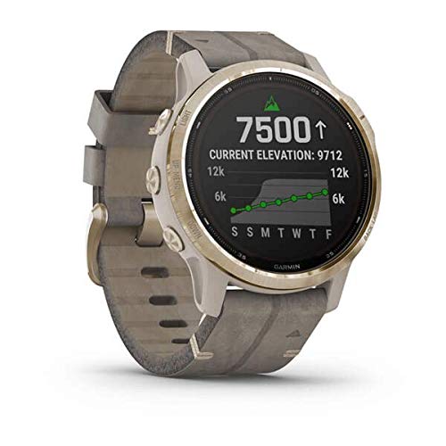 Garmin Fenix 6S Pro Solar m. Veloursleder-Bracelet 20mm, Gris