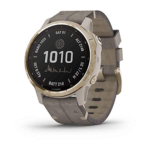 Garmin Fenix 6S Pro Solar m. Veloursleder-Bracelet 20mm, Gris