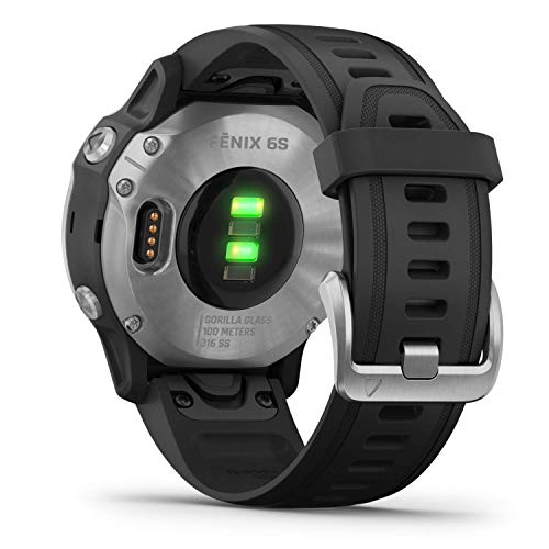 Garmin fēnix ​​6S - Reloj GPS multideporte definitivo con sensores, VO2 Max,frecuencia cardíaca, carga de entrenamiento, Plateado con correa negra