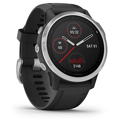 Garmin fēnix ​​6S - Reloj GPS multideporte definitivo con sensores, VO2 Max,frecuencia cardíaca, carga de entrenamiento, Plateado con correa negra