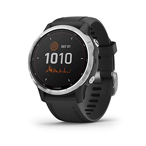 Garmin fēnix 6S Solar - Reloj multideporte avanzado con GPS y carga solar, Plateado con correa negra