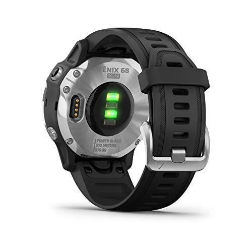 Garmin fēnix 6S Solar - Reloj multideporte avanzado con GPS y carga solar, Plateado con correa negra