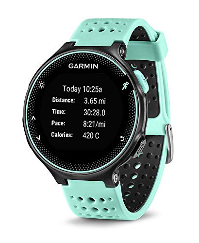 Garmin Forerunner 235 - Reloj con pulsómetro en la muñeca, unisex, color eléctrico Negro y Azul Hielo, talla única