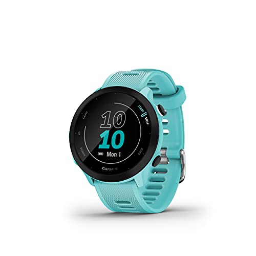 Garmin Forerunner 55 - Reloj inteligente para running con GPS, planes de entrenamiento, notificaciones y seguimiento del bienestar, Turquesa