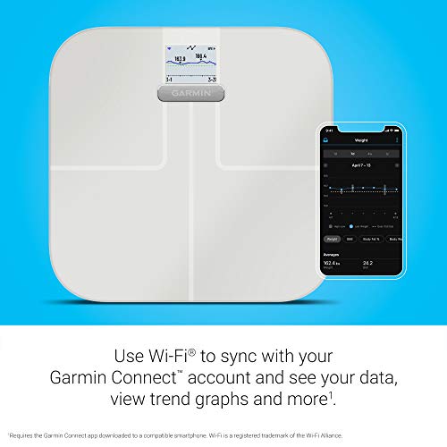 Garmin Index S2 - Báscula de baño Inteligente, Wi-Fi, Blanca