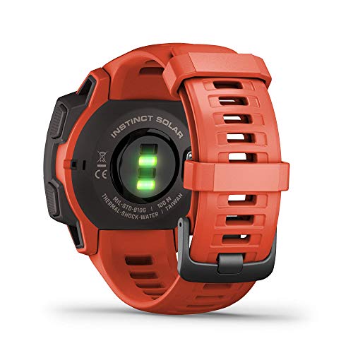 Garmin Instinct Solar, Reloj GPS resistente con carga solar - Rojo