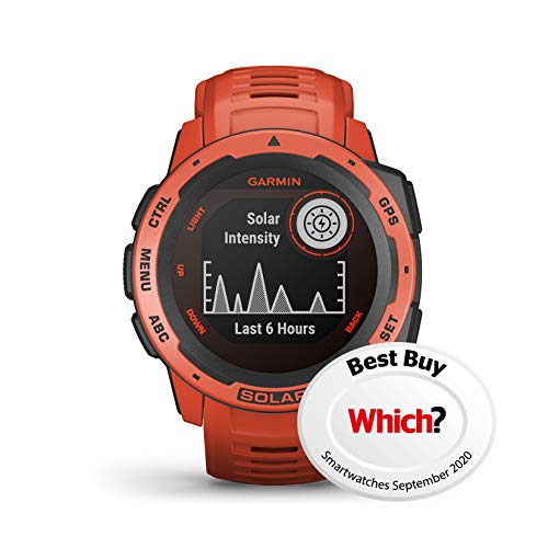 Garmin Instinct Solar, Reloj GPS resistente con carga solar - Rojo