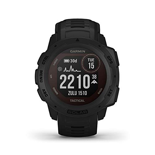 Garmin Instinct Tactical Solar, Reloj GPS resistente con carga solar y funciones tácticas - Negro