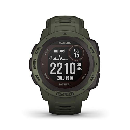 Garmin Instinct Tactical Solar, Reloj GPS resistente con carga solar y funciones tácticas - Verde militar