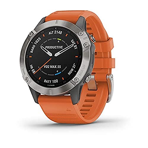 Garmin - Reloj GPS con Pulsómetro Fenix 6 Zafiro Titanio + Pulsera Quick Fit, Negro